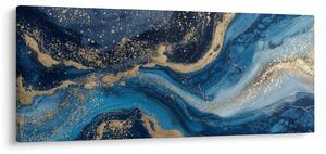 Tablou - Marmură abstractă albastru-aurie (120x50 cm)