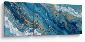 Tablou - Marmură bleu cu aur II. (cu ceas) (90x30 cm)