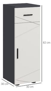 Kleankin Dulap de baie din PAL cu sertar și dulap reglabil cu 2 niveluri, 30x30x82 cm, de culoare gri