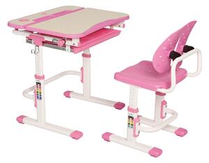 Set birou si scaun copii ergonomic reglabil in inaltime Reia Roz-Protecție Pardosea CADOU!