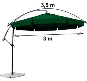 Umbrela de gradina profi pliabila 6 segmente verde inchis 300cm