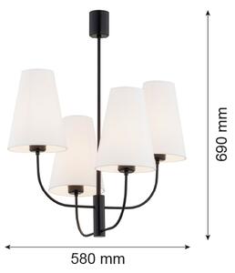 Lustră pe tijă SAFIANO 4xE27/15W/230V negru Argon 1822