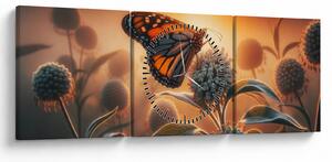 Tablou – Fluture în soare apunând (cu ceas) (90x30 cm)