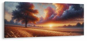 Tablou – Apus de soare pe câmp (120x50 cm)