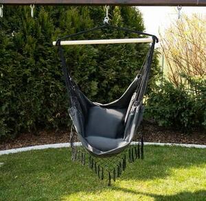 Hamac tip scaun, Malatec, 150 x 120 cm, 150 kg, culoare gri inchis