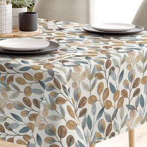 Goldea față de masă decorativă loneta - eucalipt maro și albastru 120 x 180 cm