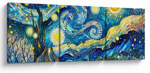 Tablou – Mozaic al nopții înstelate (cu ceas) (90x30 cm)