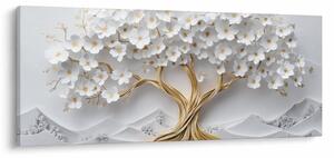 Tablou – Arborele vieții 3D plin de flori (120x50 cm)