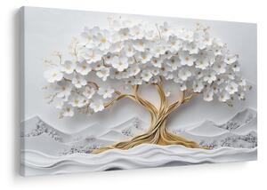 Tablou – Arborele vieții 3D plin de flori (90x60 cm)
