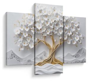 Tablou – Arborele vieții 3D plin de flori (90x60 cm)