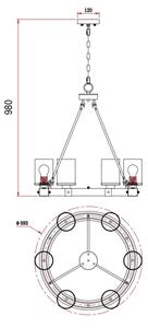 Lustră pe lanț LILA 6xE27/60W/230V Globo 15555-6H