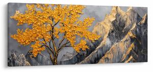 Tablou – Arbore auriu în munți (120x50 cm)