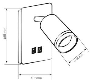 Spot LED de perete PARIS 1xGU10/10W/230V + LED/6W/230V negru