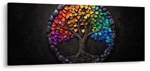 Tablou – Arbore plin de inimi colorate (120x50 cm)