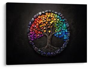 Tablou – Arbore plin de inimi colorate (70x50 cm)