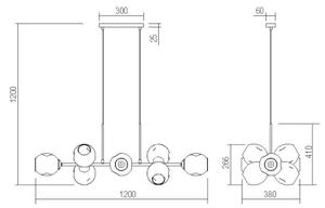 Lustră pe cablu PIERCE 8xE27/42W/230V negru Redo 01-2622