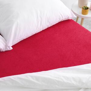 Goldea cearceafuri de pat din terry cu elastic - roșu 200 x 220 cm