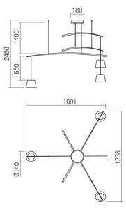Lustră LED pe cablu LOLLI 3xLED/6W/230V negru Redo 01-1525