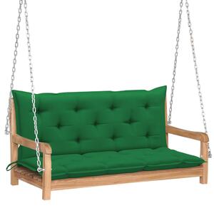 Balansoar cu pernă verde, 120 cm, lemn masiv de tec
