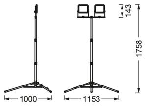 Proiector LED cu suport WORKLIGHT TRIPOD 2xLED/10W/230V IP65 Ledvance