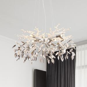 Globo Candelabru Danna, cromat/gri fumuriu/transparent, Ø 61 cm, reglabil, Gri, Camera de zi / sufragerie, Cristal, Pandantiv cu flacără multiplă