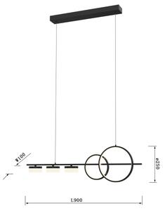 Lustră LED dimabilă pe cablu Wofi 7030-502 MESSINA LED/40W/230V negru