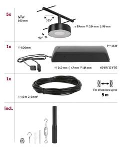 Paulmann 94479 - Set 5x LED/5W, sistem complet cu cablu CIRCLE, 230V, negru