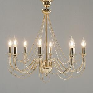 Domiluce Candelabru Retro auriu, 8 becuri, suspend. 75cm, reglabil, Auriu / Alamă, Camera de zi / sufragerie, Metal, Pandantiv cu flacără multiplă