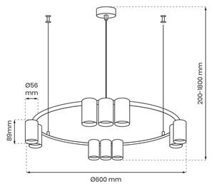 Lustră pe cablu GENESIS 10xGU10/8W/230V alb