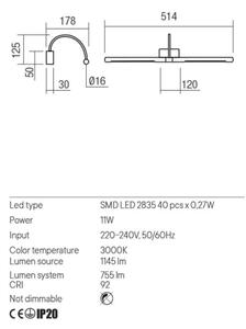 Aplică LED pentru tablouri KENDO Redo 01-3466 LED/11W/230V 51,4 cm CRI 92 alb