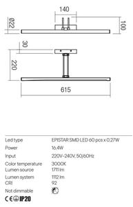Aplică LED pentru tablouri IKON Redo 01-3471 LED/16,4W/230V 61,5 cm CRI 92 negru