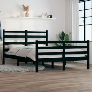 Cadru de pat, 120x200 cm, lemn masiv de pin, negru