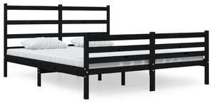 Cadru de pat King Size, negru, 150x200 cm, lemn masiv de pin