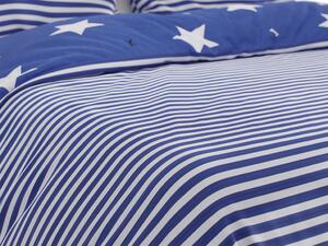 Lenjerie de pat din bumbac albastru, WHITE STARS
