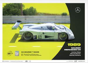 Imprimare de artă Sauber Mercedes C9 - 24H Le Mans - 100th Anniversary - 1989, Automobilist, 30 × 21 cm