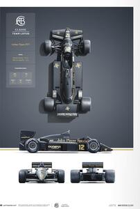 Imprimare de artă Team Lotus - Type 97T - Blueprint - 1985, Automobilist, 21 × 30 cm