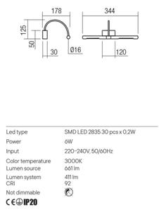 Aplică LED pentru tablouri KENDO Redo 01-3465 LED/6W/230V 34,4 cm CRI 92 negru