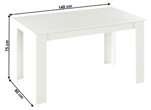 KONDELA Masa de bucătărie, albă, 140x80 cm, GENERAL NEW