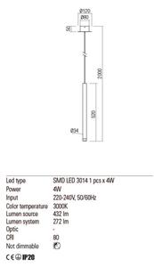 Lustră LED pe cablu MADISON Redo 01-2045 LED/4W/230V negru