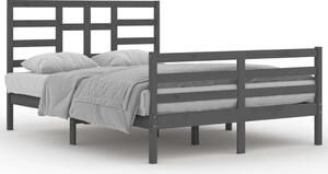 Cadru de pat, gri, 140x200 cm, lemn masiv