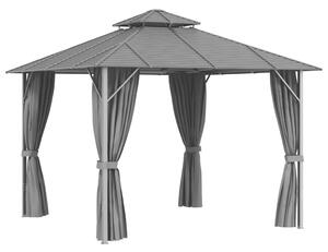 Pavilion cu pereți laterali și acoperiș dublu, antracit, 3x3 m