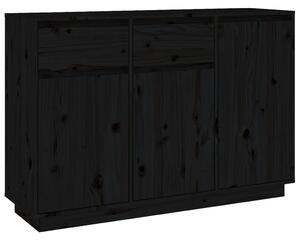 Servantă, negru, 110x34x75 cm, lemn masiv de pin
