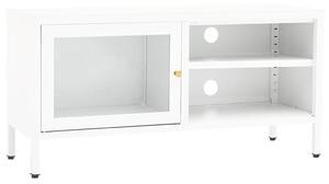 Dulap TV, alb, 90x30x44 cm, oțel și sticlă