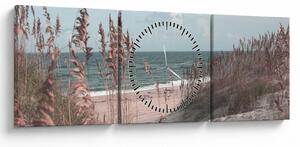 Tablou - Plaja roz (cu ceas) (90x30 cm)