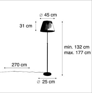 Lampă de podea neagră cu umbră plisată cremă 45 cm reglabilă - Parte