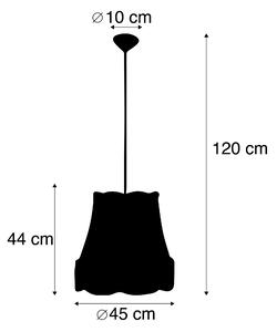 Lampă suspendată retro neagră cu gri 45 cm - Bunicuță