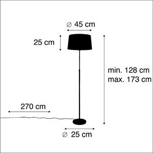 Lampă de podea neagră cu abajur de in gri închis 45 cm - Parte
