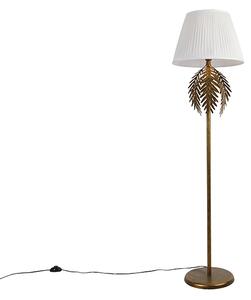 Lampă de podea vintage de culoare aurie cu nuanță plisată albă 45 cm - Botanica