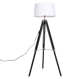 Lampă de podea Trepied negru cu umbră 45cm in alb