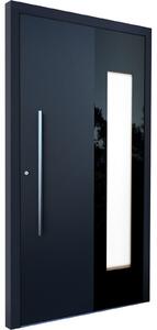 Usa metalica pivotanta de intrare in casa cu geam , Model PIVOT, gri antracit RAL 7016
